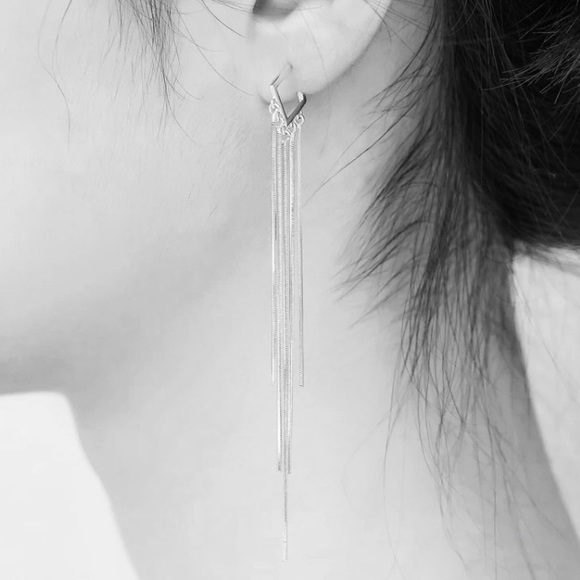 🌙Sterling silver long tassels earrings - Picture 3 of 3